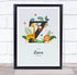 The Card Zoo Jungle Animals Initial Z Baby Birth Details Nursery Christening Gift Print