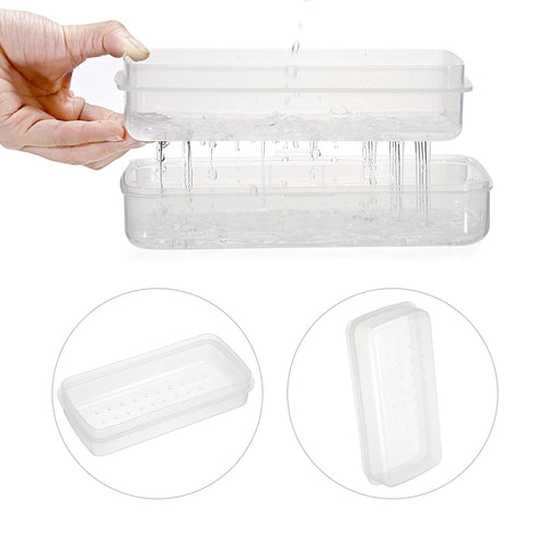 JUXYES Plastic Sterilizing Tray for Nail Art Tools, Portable Sterilizer with Strainer, Clear Storage Box Organizer