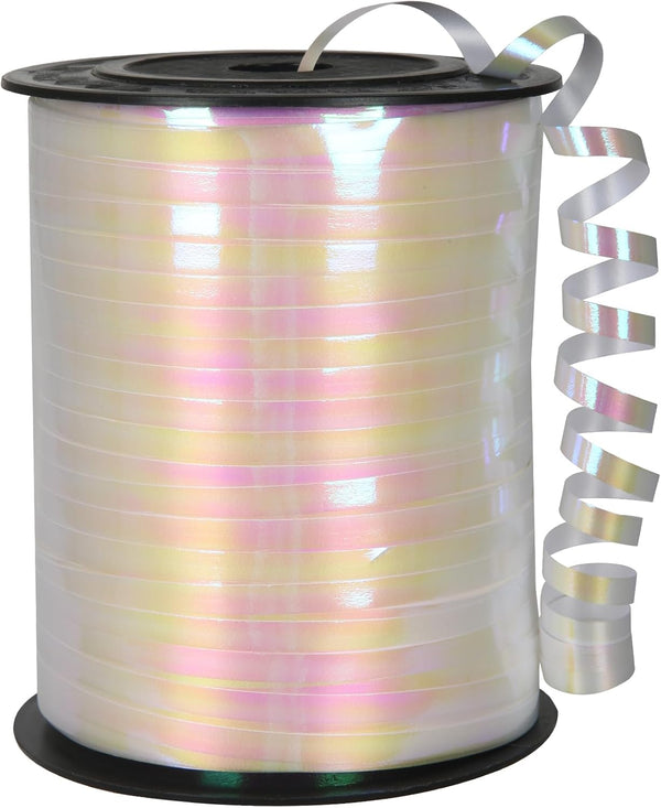 500 Yard Iridescent White Curling Ribbon for Gift Wrapping, Balloon String, Curly Ribbon, 3/16" for Baby Shower