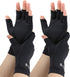 2 Pairs Compression Gloves for Women and Men - Fingerless Copper Arthritis Gloves for Hand Pain Relief, Black, Large