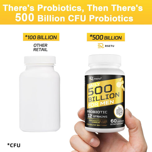 Probiotics for Men, 500 Billion CFU 12 Strains with Turmeric, Cranberry & Goji for Men’s Digestive Health, Bloating,