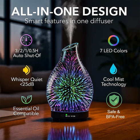 Set, 6 Pack Essential Oil Diffuser & Essential Oils Glass Aromatherapy Diffuser, Oils Gift (Lavender Tea Tree