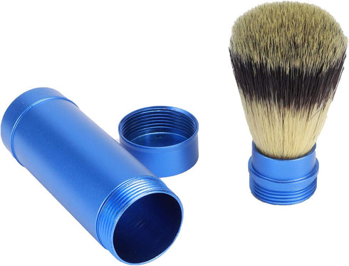 POCREATION Portable Beard Brush for Men - Travel Facial Shaving Brush, Aluminum Grooming Tool