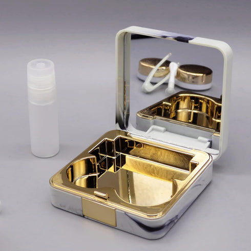 Contact Lens Case, Portable Cute Eye Contacts Applicator Remover Tool Kit with Mirror and Solution Bottle for Travel