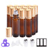 PrettyCare Essential Oil Roller Bottles 10ml Amber Glass 12 Pack with 2 Extra Roller Balls, Labels, Opener, Funnels