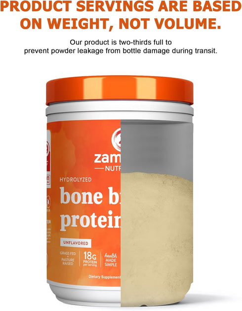 Zammex 100% 18G 1&3, Grass-Fed Beef Bone Broth Protein Powder, Protein, Hydrolyzed Collagen Peptides Type Supports
