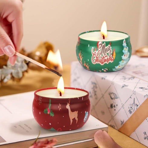 Set 2 Packs 2.5 oz Christmas Candles - Scented Candle Gift for Women, Candles for Home Scented, Stress Relief