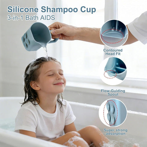 nestery Silicone Portable Shampoo Bowl, Hair Washing Station for Kids and Elderly with Rinse Cup & Scalp Massager, Hair