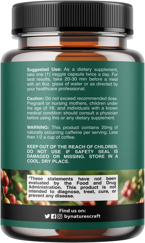 Green Coffee Bean Extract for Weight Loss - Natural Appetite Suppressant for Weight Loss for Women - Herbal Fat Burners for Women and Men for Weight Loss Support and Improved Daily Energy and Immunity