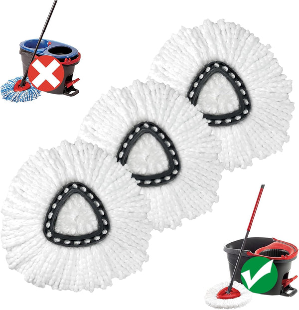 Mop Replacement Head, 3 Pack Spin Mop Replacement Head, Easy Cleaning, Microfiber, Machine Washable