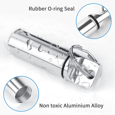 2 Pack Small Pocket Pill Box Keychain, Portable Mini Aluminium Pill Organizer Case for Outdoor Camping Travel