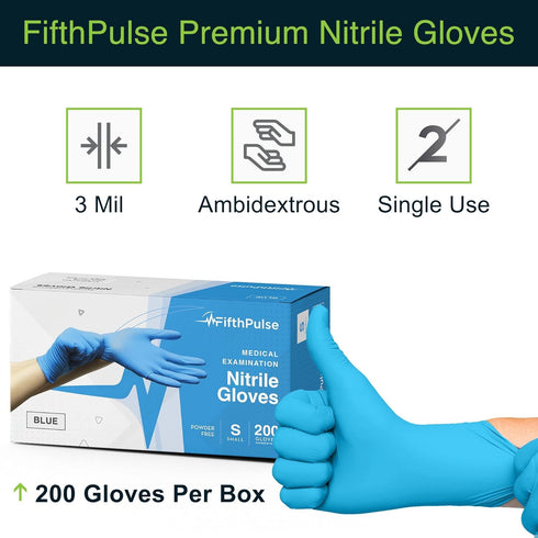 Blue Nitrile Disposable Gloves, Large 200 Count, Latex Free Medical, Dental, Surgical Grade