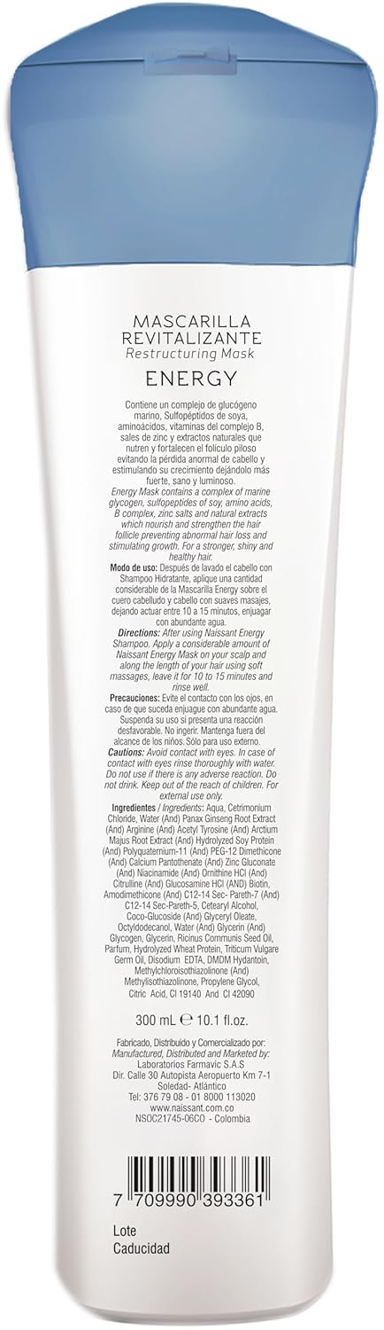 Naissant Energy Treatment Mask | Hair Growth Accelerator, Strengthener for Color Treated & Natural Hair | Enriched with Marine Glycogen & Natural Extracts to Prevent Hair Loss (10.1 Fl Oz)