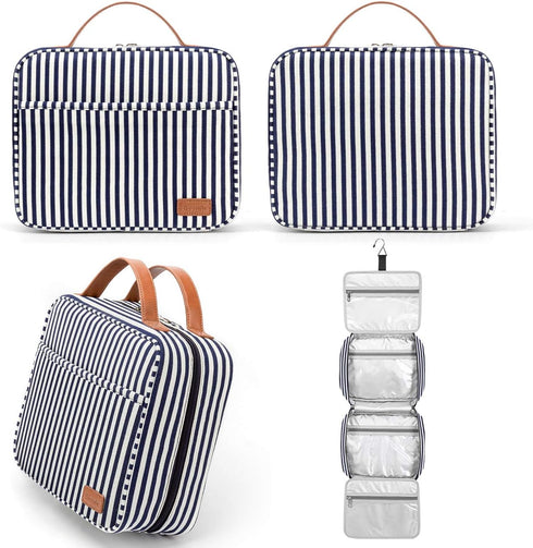 Large Capacity Hanging Travel Toiletry Bag - Cosmetic Organizer for Women with 4 Compartments