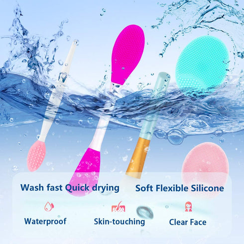 5PCS Silicone Face Scrubber Set, Lip Scrub Brush and Cleansing Brush for Men Women, Exfoliating Face Tool
