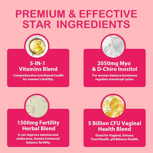 Tbivfller 60 Gummies Fertility Supplements for Women, Prenatal Vitamins with Myo-Inositol & D-Chiro Inositol, Folate