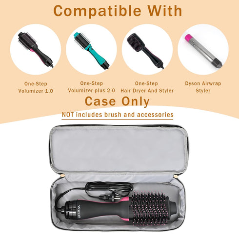 Travel Carrying Case Compatible with Revlon One-Step Hair Dryer Brush - Double-Layer Storage Organizer Bag (Black)