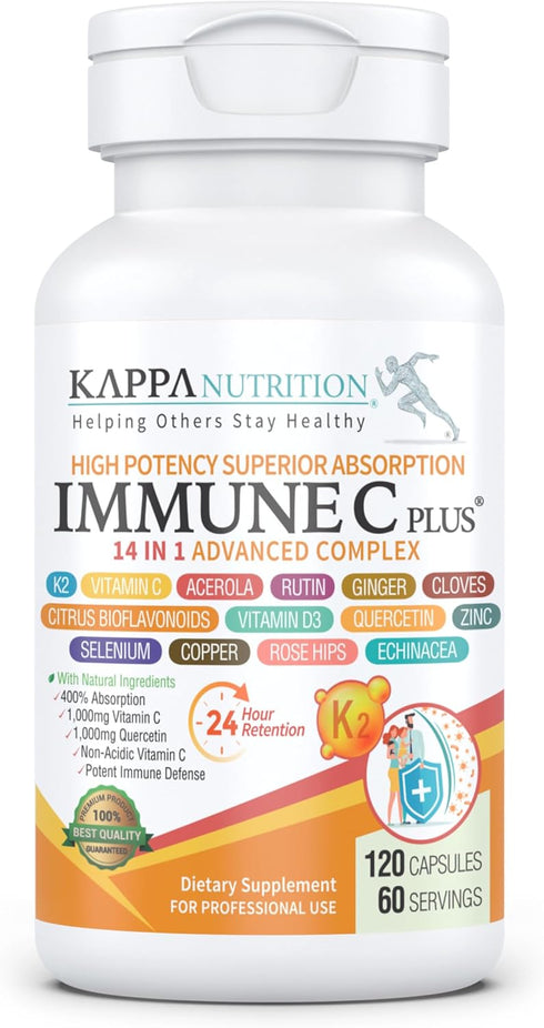 Quercetin 1,000mg, Vitamin C 1,000mg, Zinc 50mg, Immune C Plus, 120 Capsules, 14 in 1