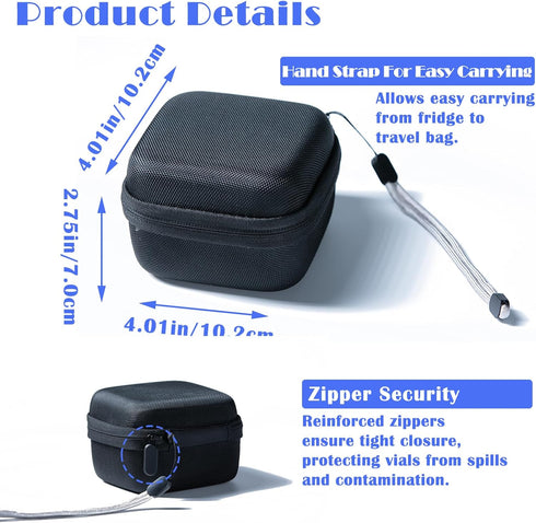 JFGLORIX 10ml U-100 Vials,9-Slot,Black (9 Insulin Fridge Holder Storage Case Insulin Vial Protector Holder Insulin