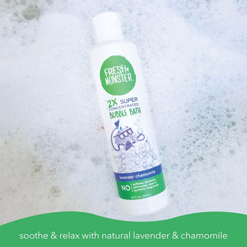 Fresh Monster Kids Foaming Bubble Bath, Hypoallergenic Natural for Kids & Toddlers, Soothing Lavender
