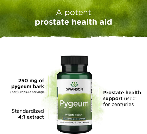 Swanson Pygeum, Herbal Supplement for Male Prostate Health, Bladder, Urinary Tract Support, 100 Capsules