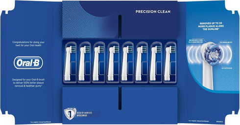 Oral-B Genuine Precision Clean Replacement White Toothbrush Heads, Pack of 8 for Electric Toothbrush, Deep Cleaning