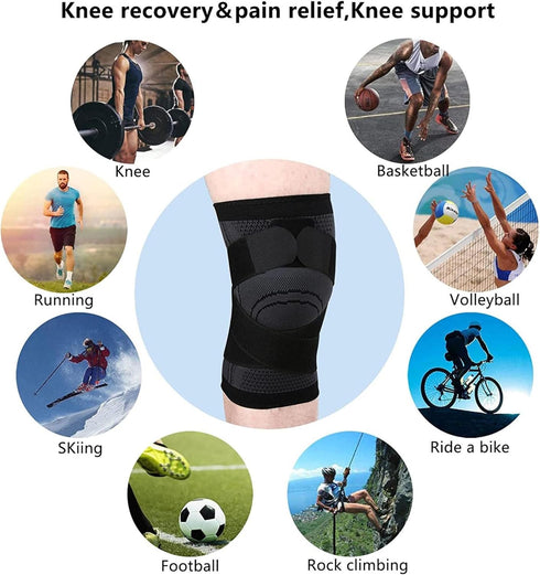 DCF Knee Braces, Compression Sleeve for Men and Women, Knee Pain Relief, Fitness Support for Sports, 2XL, Red