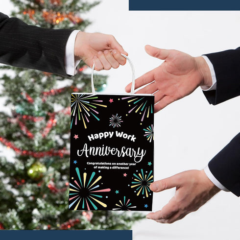Kolldenn 24 Pcs Happy Work Anniversary Paper Gifts Bags Bulk for Employee Men Women Happy Workiversary Wrapping Gift