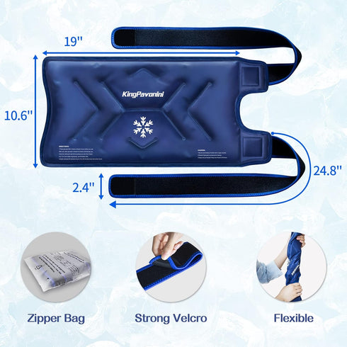 XXL Ice Pack Wrap for Knee After Surgery, Reusable Gel Large Ice Pack for Pain Relief, 1 Pack Blue