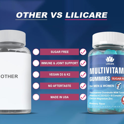 Multivitamin for Women 50+ & Men - Sugar Free Methylated Gummies with Glucosamine Chondroitin MSM
