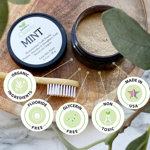 Isabellas Clearly Mint Remineralizing Tooth Powder | Teeth Whitening Natural Fluoride Free Toothpaste for Adults, Kids
