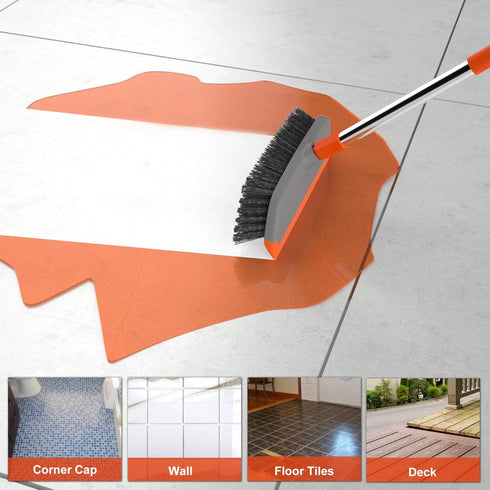 Multi Purpose Floor Scrub Brush with Long Handle, BITOPE 10" Heavy Duty Scrubber for Tile, Kitchen, and Garage