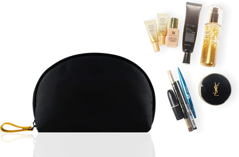 Small Portable Makeup Bag for Purse, Waterproof Cosmetic Pouch for Women (Nylon, Inner Red)