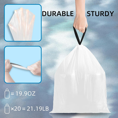 120 Count 1.6 Gallon Mini Drawstring Trash Bags - Small Garbage Bags by KSSKSS for Home Office