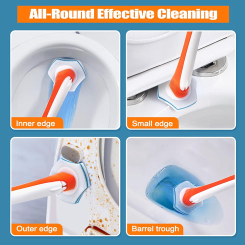 JEHONN Disposable Toilet Bowl Cleaner Wand with 40 Cleaner Refills, Wall Mounted Long Handle Bathroom Scrub Brush Set