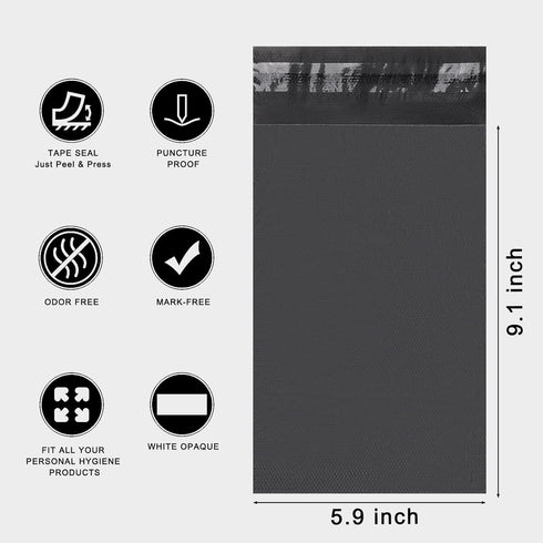 Sanitary Napkin Disposal Bags - 200pcs Gray Opaque Bags and 2 Dark Blue Storage Bags for Feminine Disposal
