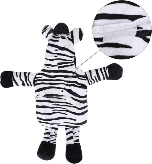 ITODA Mini Hot Water Bottle Warmer with Cute Zebra Stuffed Animal Cover, Waist Neck Shoulder Hot and Cold Water Bag