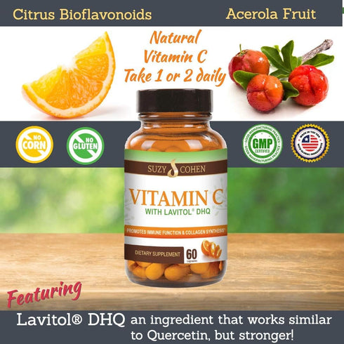 100% Natural Vitamin C from Acerola Cherry, 250 mg Citrus Bioflavonoids, 60 Capsules