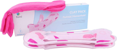 FOMI Hemorrhoid and Perineal Clay Ice Packs | 2 Reusable Packs, 3 Washable Sleeves | Cold Therapy Compress for Pain