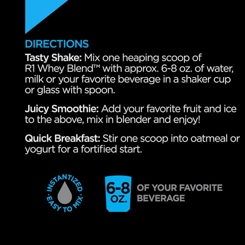 Rule 1 R1 Whey Blend, Chocolate Peanut Butter - 1.98 lbs Powder with 24g Whey Concentrates, 26 Servings