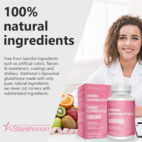 Liposomal Glutathione Softgels 1500MG, 60 Softgels with Vitamin C for Better Absorption, Non-GMO Antioxidant for Aging