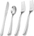 Liacere 200Pcs Silver Plastic Cutlery - 100 Forks, 50 Spoons, 50 Knives, Disposable Silverware for Parties