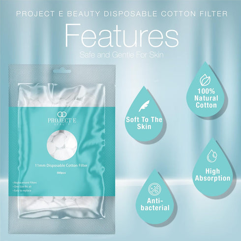 Project E Beauty 500pcs Cotton Filter (11mm) | Microdermabrasion Replacement Filters | Facial Vacuum Accessories