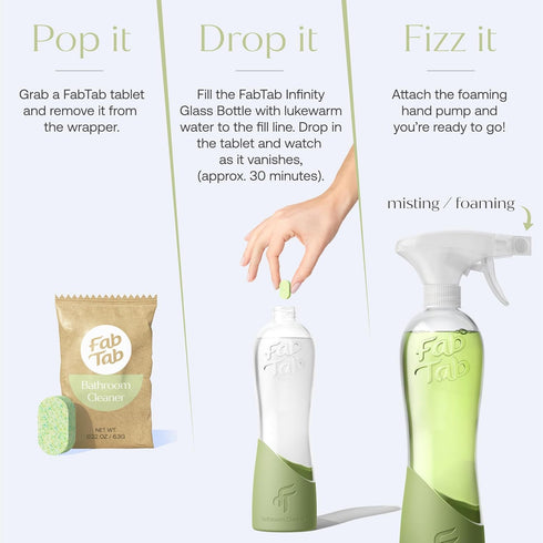 Multi-Purpose Bathroom Cleaner Refill Tablets - Natural Cleaning Products, All-Purpose Cleaner Tablets, 8x 16.9 Fl oz
