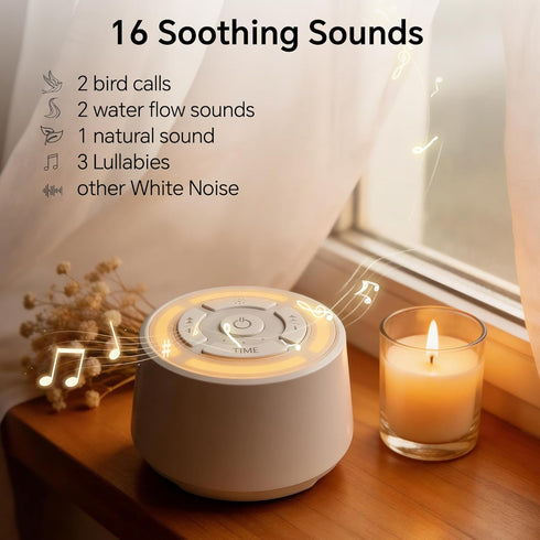 SPLENPAW 16 3-Color Noise Sound Machine with Soothing Sounds, Memory Function, Night Light White Noise Machine