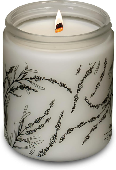Hemlock Park Lavender Frosted Hand-Poured Scented Candle | Crackling Wood Wick, Botanical