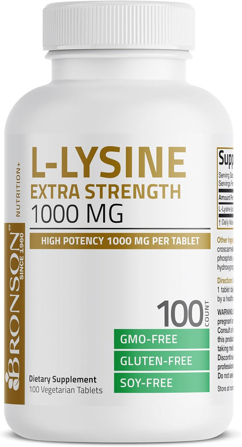 Bronson L-Lysine Extra Strength 1000 MG Tablets, Immune Support & Collagen Synthesis, Non-GMO