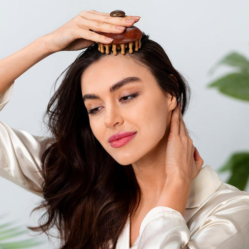 Xelsluthe Wooden Scalp Massager Head Massage Hair Brush, Manual Hair Scalp Scrubber Massager Tool, Gua Sha Brushes Body