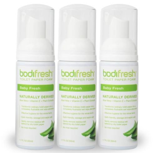Toilet Paper Foam, Liquid Wet Wipe, Plant-Based, Eco Friendly, Aloe & Vitamin E, Baby Fresh, 1.7 Fl Oz (Pack of 3)