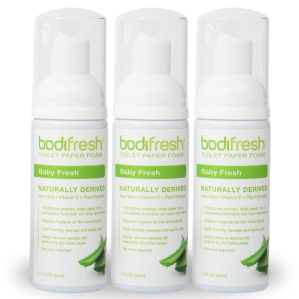 Toilet Paper Foam, Liquid Wet Wipe, Plant-Based, Eco Friendly, Aloe & Vitamin E, Baby Fresh, 1.7 Fl Oz (Pack of 3)